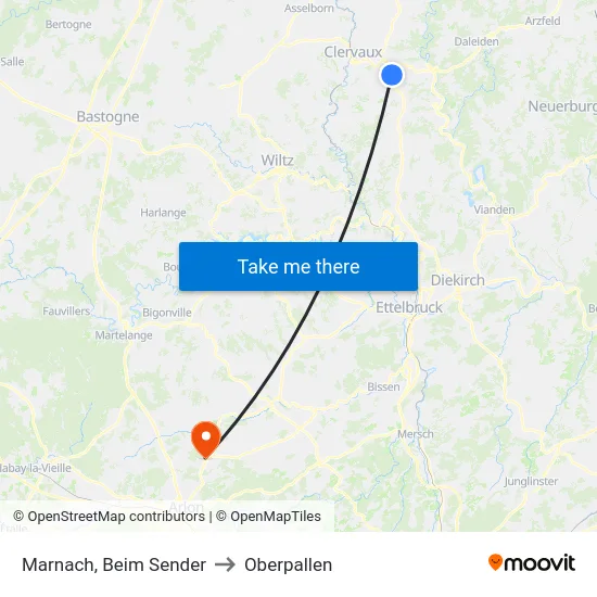 Marnach, Beim Sender to Oberpallen map