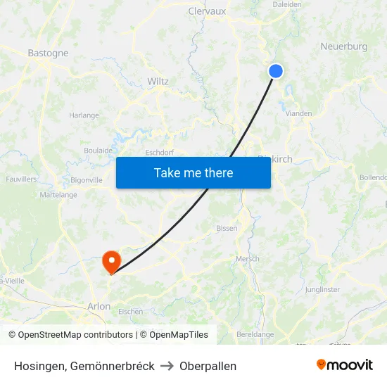 Hosingen, Gemönnerbréck to Oberpallen map