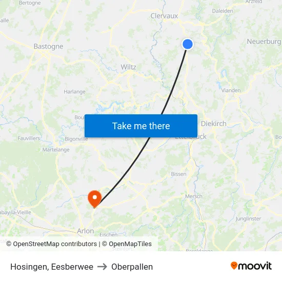 Hosingen, Eesberwee to Oberpallen map