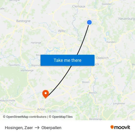 Hosingen, Zaer to Oberpallen map