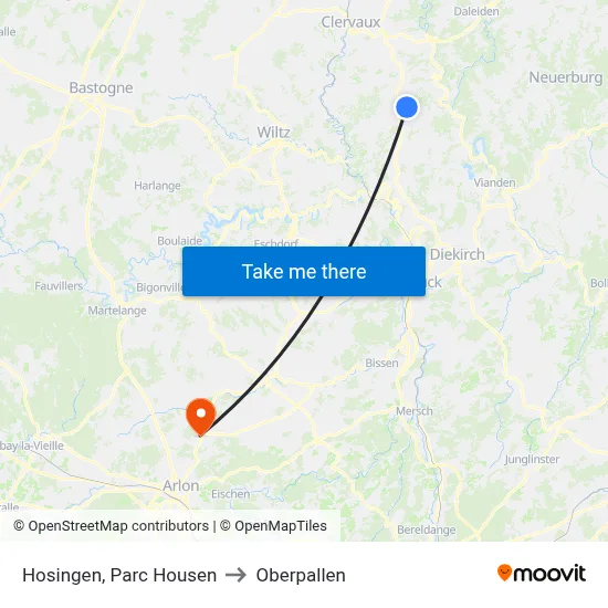 Hosingen, Parc Housen to Oberpallen map