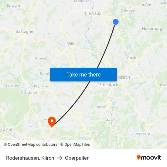 Rodershausen, Kiirch to Oberpallen map