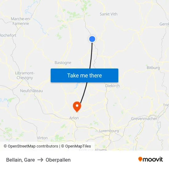 Bellain, Gare to Oberpallen map