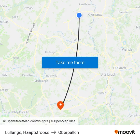 Lullange, Haaptstrooss to Oberpallen map