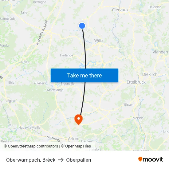 Oberwampach, Bréck to Oberpallen map