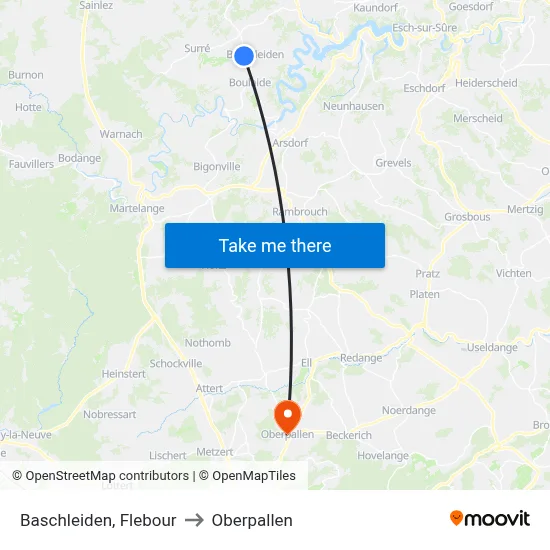 Baschleiden, Flebour to Oberpallen map