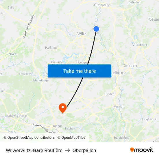 Wilwerwiltz, Gare Routière to Oberpallen map