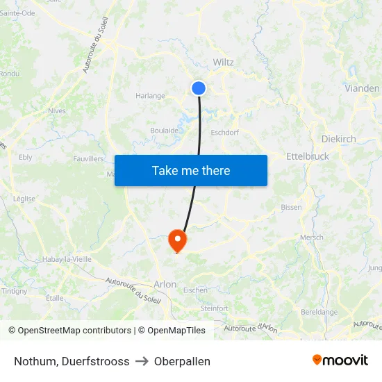 Nothum, Duerfstrooss to Oberpallen map