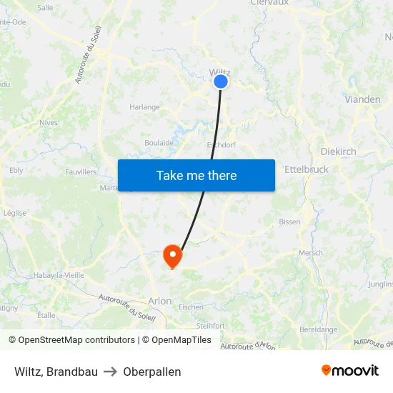 Wiltz, Brandbau to Oberpallen map