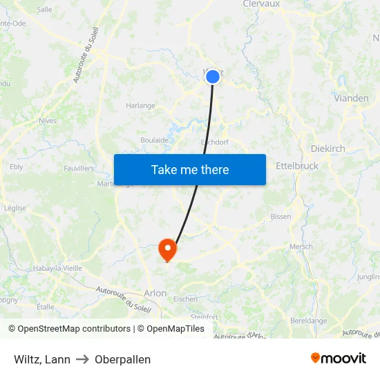Wiltz, Lann to Oberpallen map