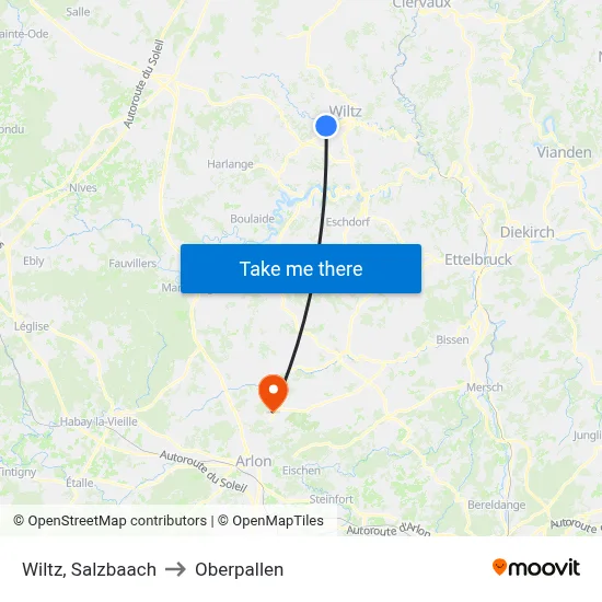 Wiltz, Salzbaach to Oberpallen map