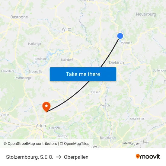 Stolzembourg, S.E.O. to Oberpallen map