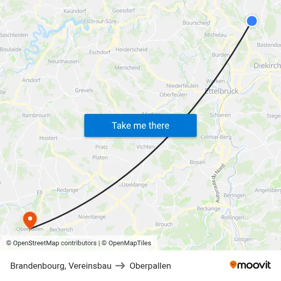 Brandenbourg, Vereinsbau to Oberpallen map