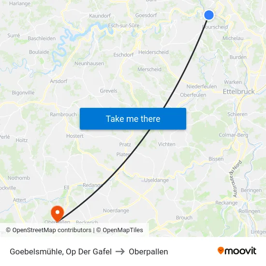 Goebelsmühle, Op Der Gafel to Oberpallen map