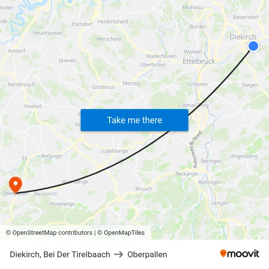 Diekirch, Bei Der Tirelbaach to Oberpallen map