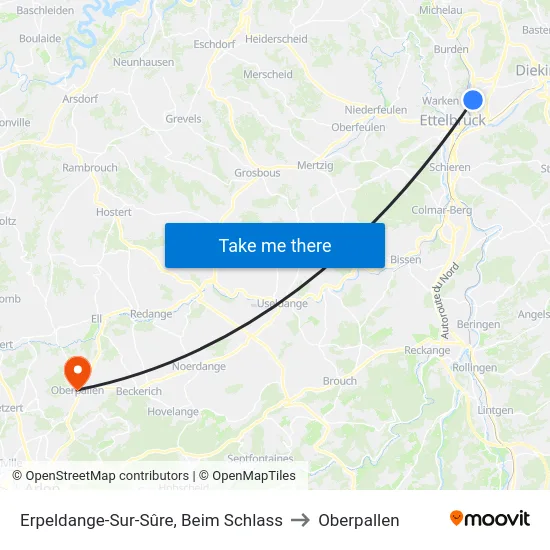 Erpeldange-Sur-Sûre, Beim Schlass to Oberpallen map
