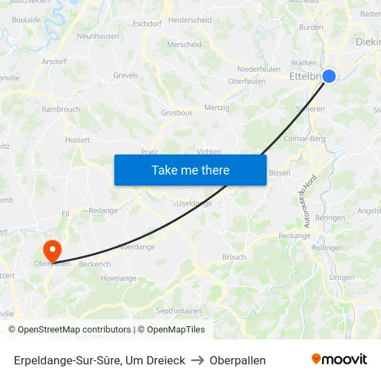 Erpeldange-Sur-Sûre, Um Dreieck to Oberpallen map
