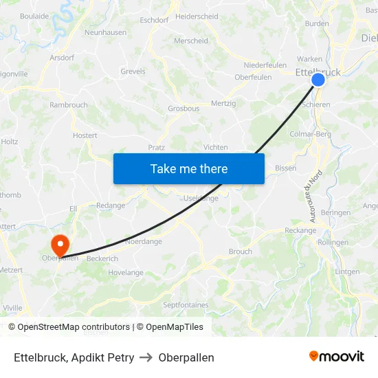 Ettelbruck, Apdikt Petry to Oberpallen map