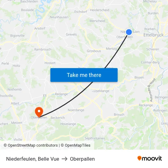 Niederfeulen, Belle Vue to Oberpallen map