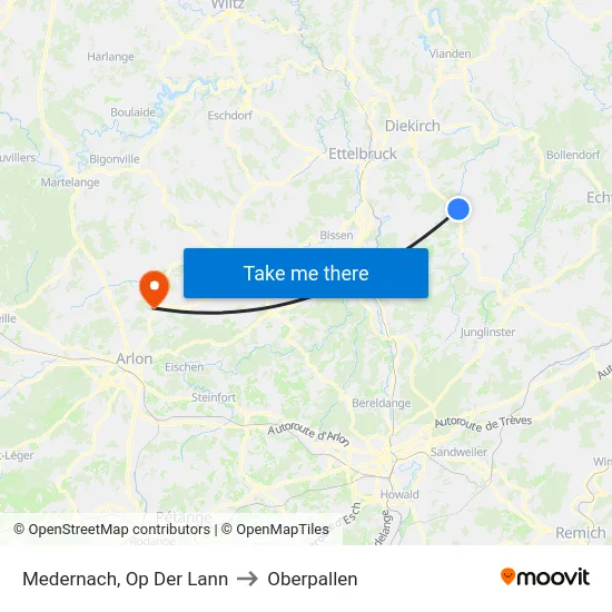 Medernach, Op Der Lann to Oberpallen map