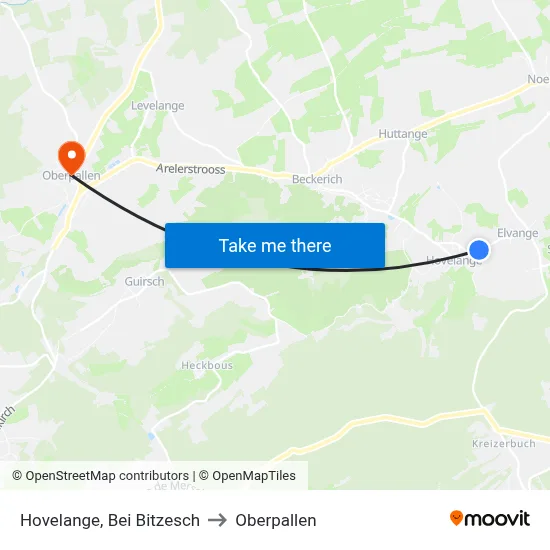 Hovelange, Bei Bitzesch to Oberpallen map