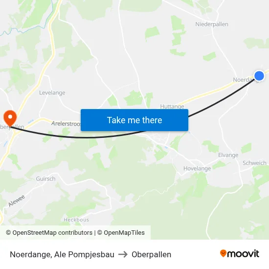 Noerdange, Ale Pompjesbau to Oberpallen map