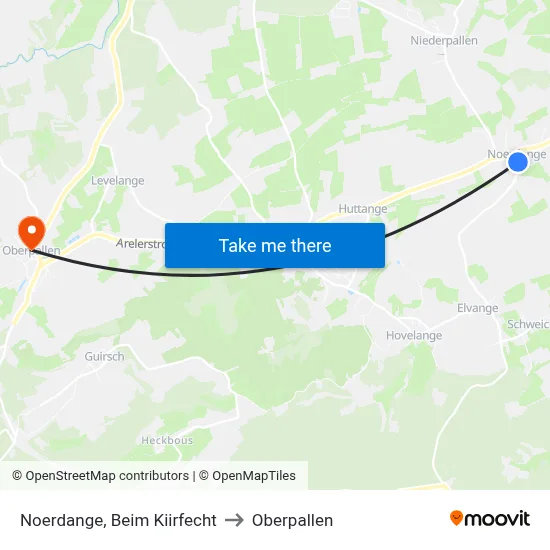 Noerdange, Beim Kiirfecht to Oberpallen map