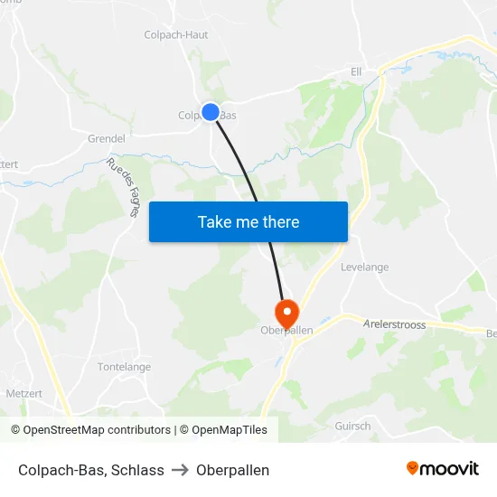 Colpach-Bas, Schlass to Oberpallen map