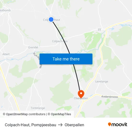 Colpach-Haut, Pompjeesbau to Oberpallen map