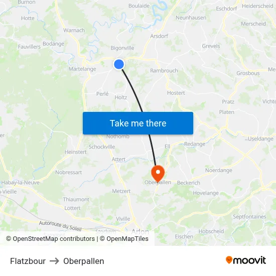 Flatzbour to Oberpallen map