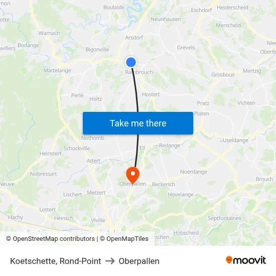 Koetschette, Rond-Point to Oberpallen map