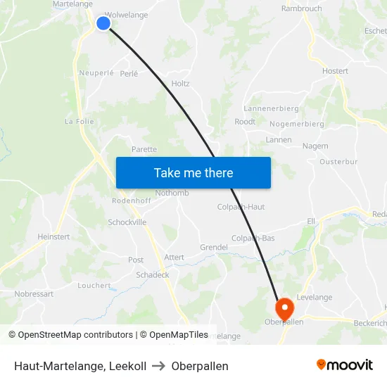 Haut-Martelange, Leekoll to Oberpallen map