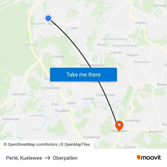 Perlé, Kuelewee to Oberpallen map