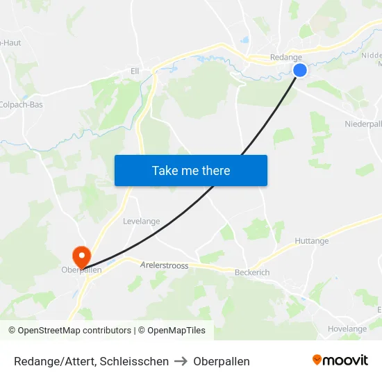 Redange/Attert, Schleisschen to Oberpallen map