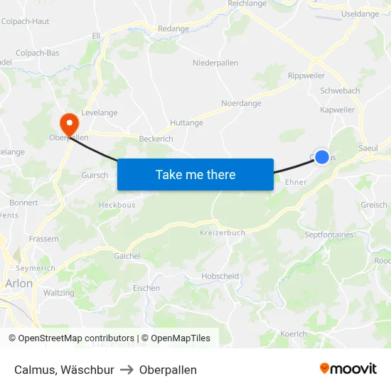Calmus, Wäschbur to Oberpallen map