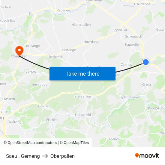 Saeul, Gemeng to Oberpallen map