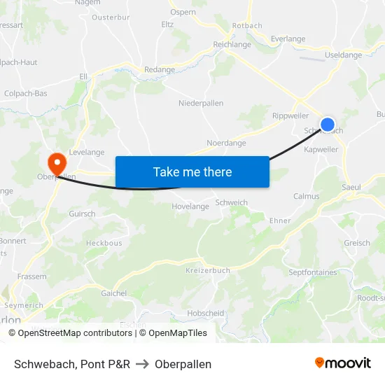 Schwebach, Pont P&R to Oberpallen map