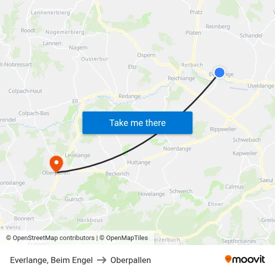 Everlange, Beim Engel to Oberpallen map