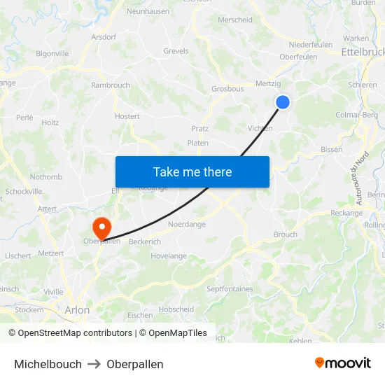 Michelbouch to Oberpallen map