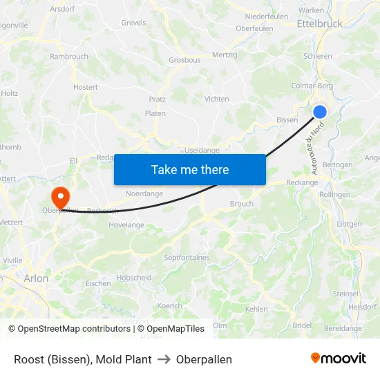 Roost (Bissen), Mold Plant to Oberpallen map