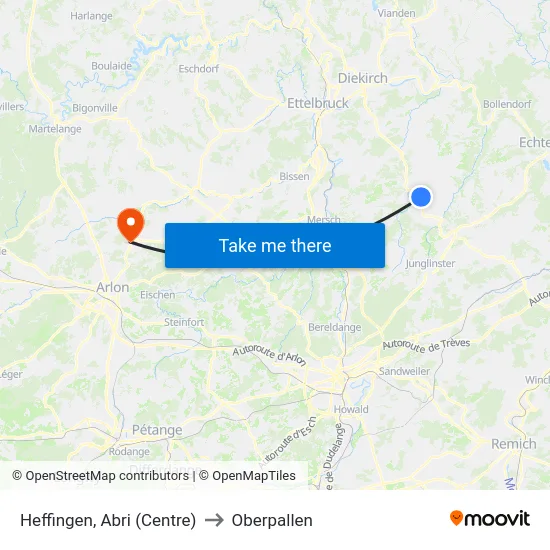 Heffingen, Abri (Centre) to Oberpallen map
