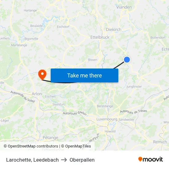 Larochette, Leedebach to Oberpallen map