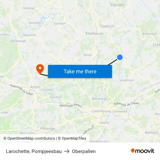 Larochette, Pompjeesbau to Oberpallen map