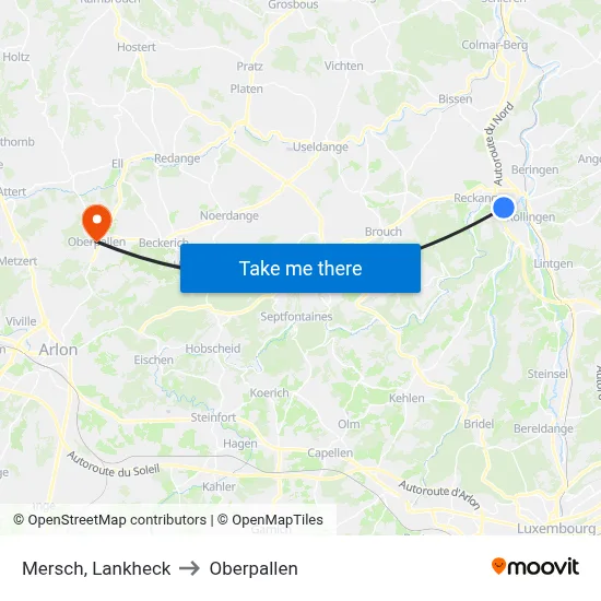 Mersch, Lankheck to Oberpallen map