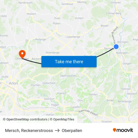 Mersch, Reckenerstrooss to Oberpallen map