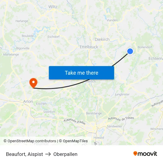 Beaufort, Aispist to Oberpallen map