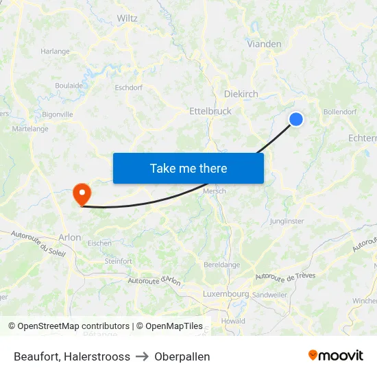 Beaufort, Halerstrooss to Oberpallen map