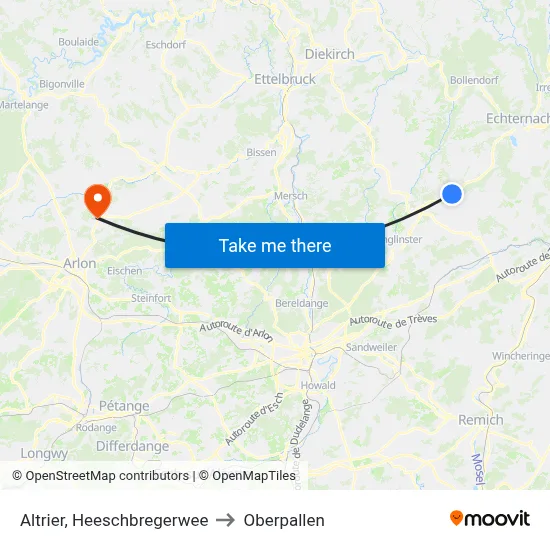 Altrier, Heeschbregerwee to Oberpallen map