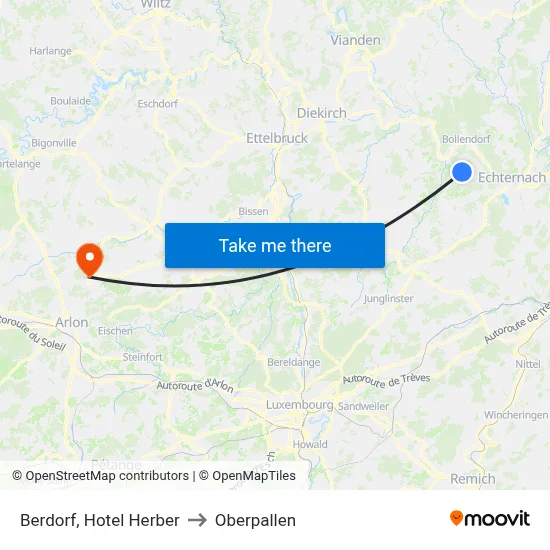 Berdorf, Hotel Herber to Oberpallen map