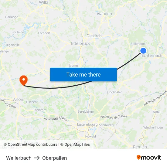 Weilerbach to Oberpallen map